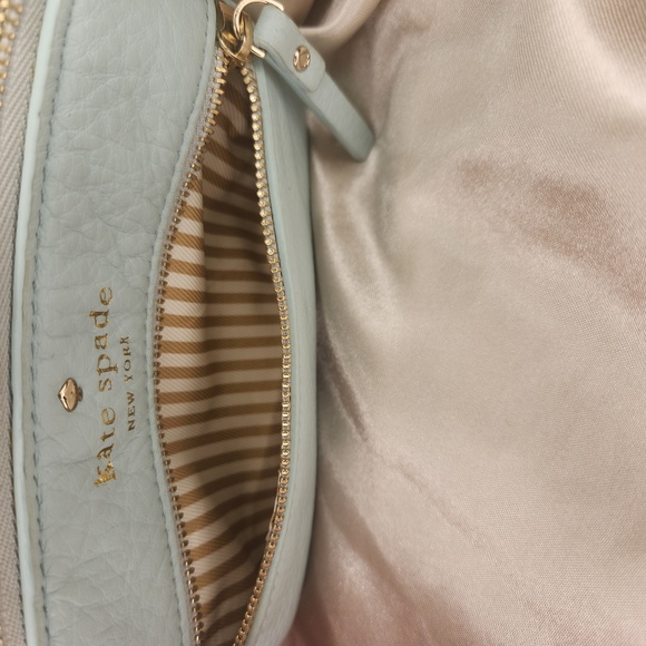 kate spade Handbags - Kate Spade Powder Blue Pebble Leather Wristlet (Display Model from Store)